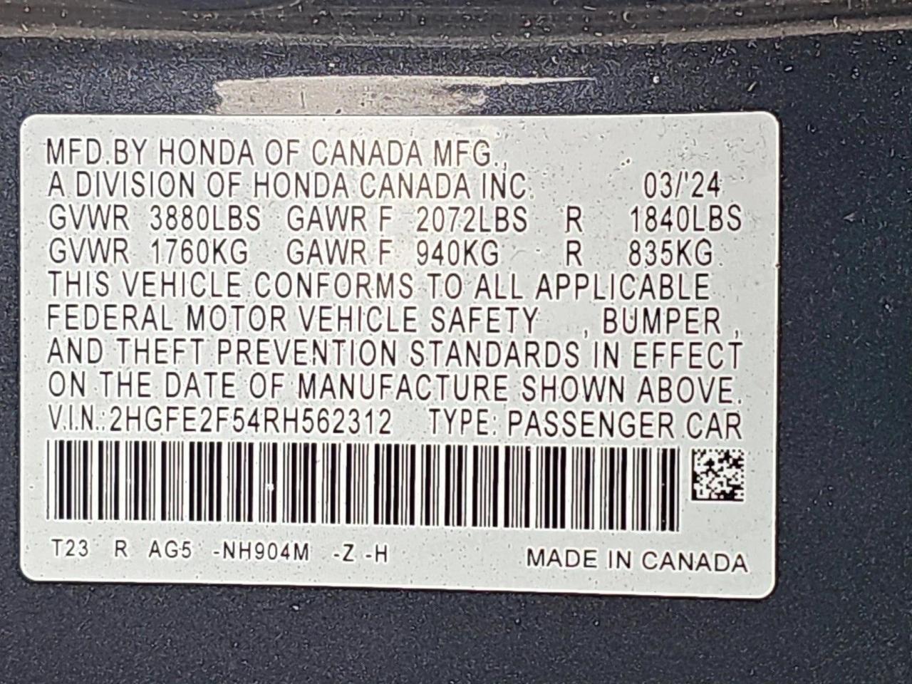 2024 Honda Civic Sedan Sport Roseville CA