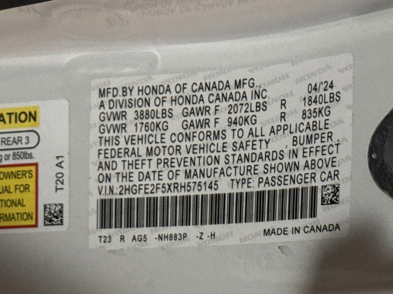 2024 Honda Civic Sedan Sport San Antonio TX