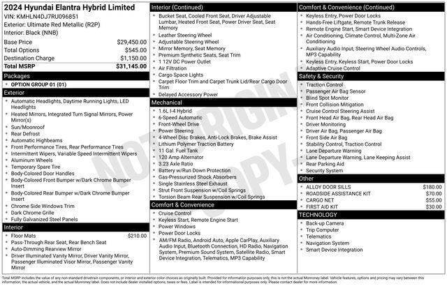 2024 Hyundai Elantra Hybrid Limited Raleigh NC