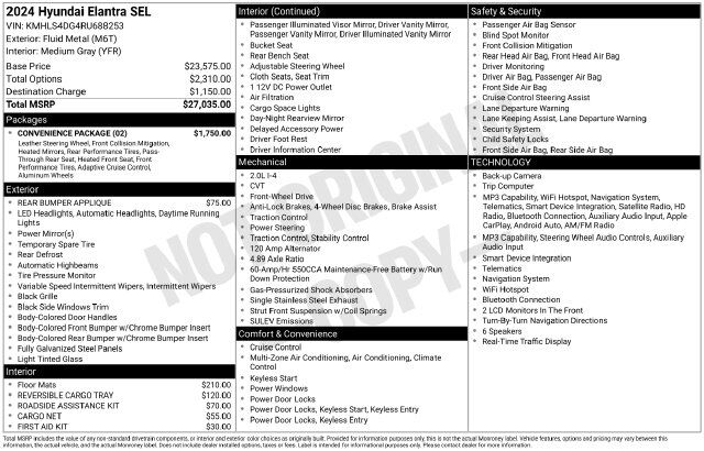 2024 Hyundai Elantra SEL Raleigh NC