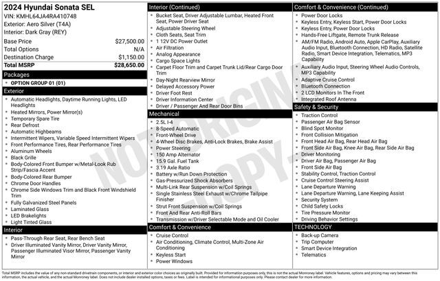 2024 Hyundai Sonata SEL Raleigh NC