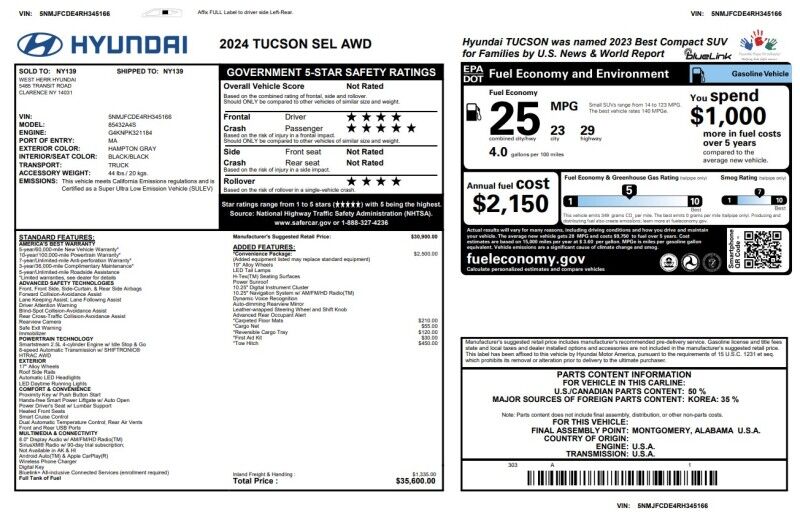 2024 Hyundai Tucson SEL - 1 OWNER - LEATHER - SUNROOF Webster MA