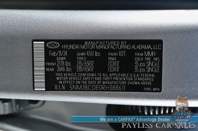 2024 Hyundai Tucson SEL / AWD / Auto Start / Power & Heated Cloth Seats / Lane Departure & Blind Spot / Adaptive Cruise Control / Apple CarPlay & Android Auto / Back Up Cam / Keyless Entry & Start / Aluminum Wheels / 1-Owner Anchorage AK