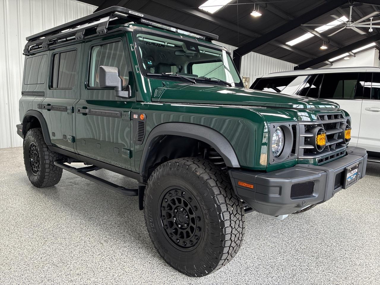 2024 INEOS Grenadier Custom Leather, Eibach Lift, Black Rhino Wheels w/ Toyo Open Country A/Ts, Rhino Rack Roof Rack w/ Light Bar, Baja Design LP6 Lights Houston TX