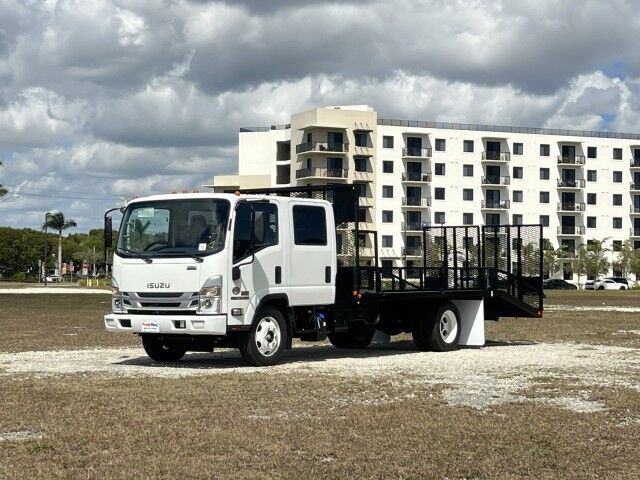 2024 Isuzu NPR-HD Crew cab 14 + 5 Steel Landscape Flatbed Dove Tail. Miami FL