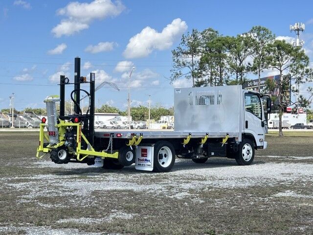 2024 Isuzu NRR 14' Aluminum Flatbed Truck with 3,000 lbs. Donkey Burro Truck Mounted Forklift Homestead FL