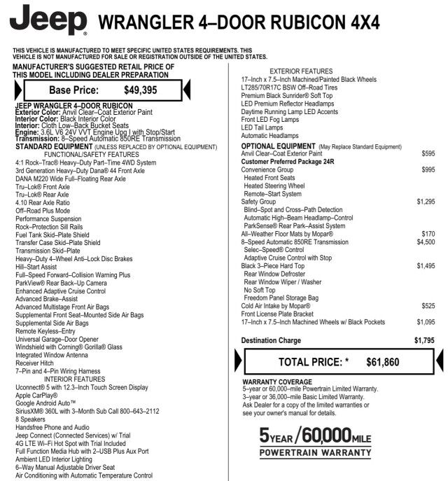 2024 Jeep Wrangler Rubicon 4X4 / Wheel & Tires Upgrade / Heated Seats! High Point NC