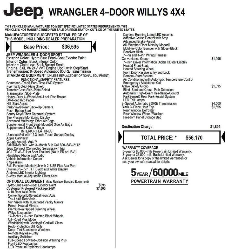2024 Jeep Wrangler Willys 4X4 / Convenience Group / Active Safety Group! Lincolnton NC