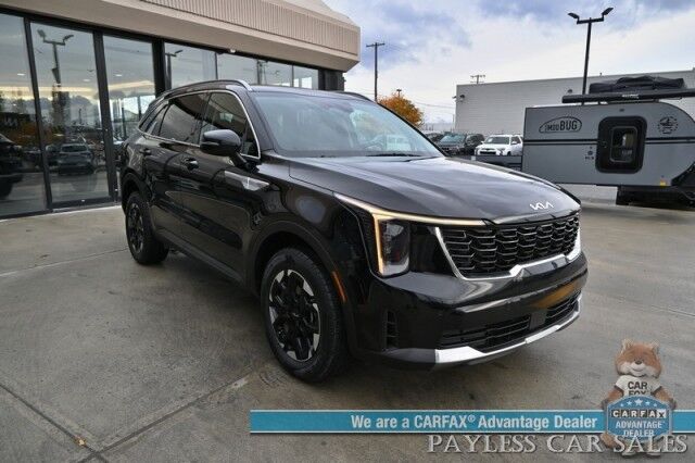 2024 Kia Sorento S / AWD / AutoStart / Power & Heated Leather Seats / Navigation / Adaptive Cruise Control / Apple CarPlay & Android Auto / Bluetooth / Back Up Camera / Lane Departure & Blind Spot Alert / 3rd Row / Seats 7 / 1-Owner Anchorage AK