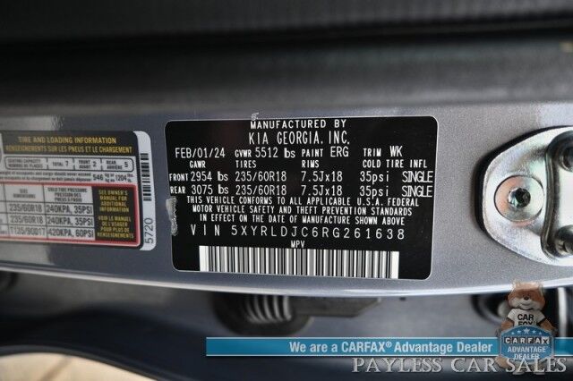 2024 Kia Sorento S / AWD / Power & Heated Leather Seats / NAV / Adaptive Cruise Control / Lane Departure & Blind Spot Alert / Apple CarPlay & Android Auto / Back Up Camera / 3rd Row / Seats 7 / 1-Owner Anchorage AK