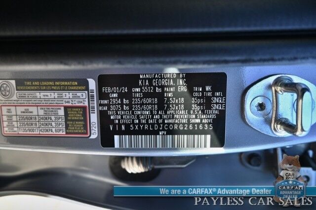 2024 Kia Sorento S / AWD / Power & Heated Leather Seats / Navigation / Adaptive Cruise Control / Lane Departure & Blind Spot Alert / 3rd Row / Seats 7 / Apple CarPlay & Android Auto / USB Inout / Back Up Camera / 1-Owner Anchorage AK