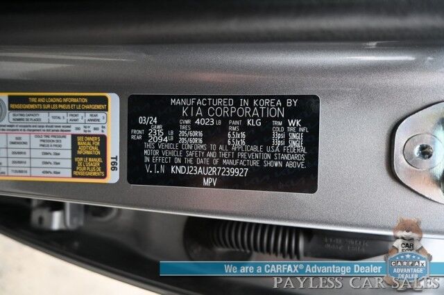 2024 Kia Soul LX / Technology Pkg / Automatic / Power Locks, Windows & Mirrors / Premium Cloth Seats / Lane Watch & Blind Spot Alert / Apple CarPlay & Android Auto / Back Up Camera / 35 MPG / New Tires / 1-Owner Wasilla AK