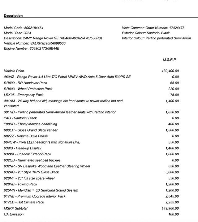 2024 Land Rover Range Rover P530 SE ($151,535 MSRP!!) *BIG OPTION LIST* *BLACK ON WHITE* San Diego CA