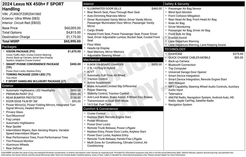 2024 Lexus NX 450h+ F SPORT