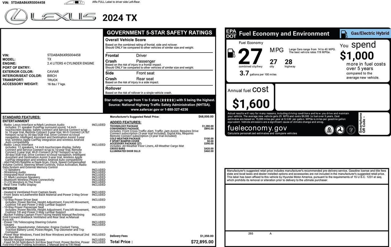 2024 Lexus TX 500H F SPORT PREMIUM AWD Annapolis MD
