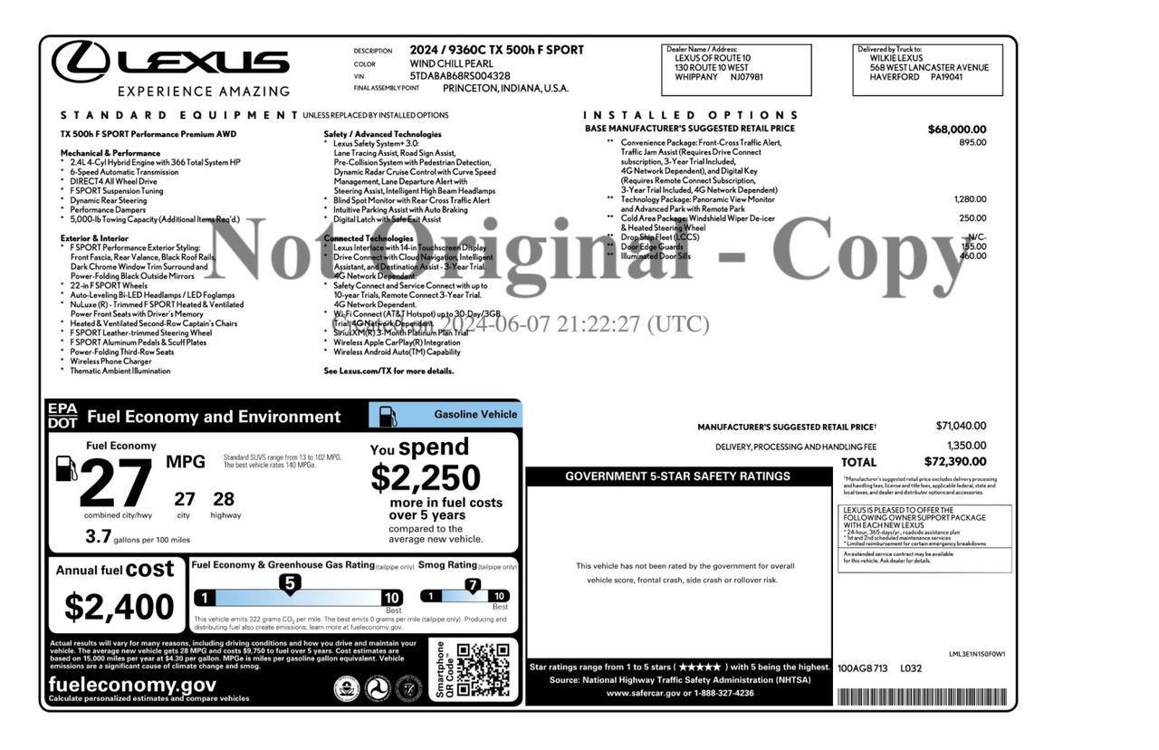 2024 Lexus TX 500H F SPORT Premium AWD Tallmadge OH