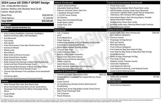 2024 Lexus UX 250h F SPORT Design Raleigh NC