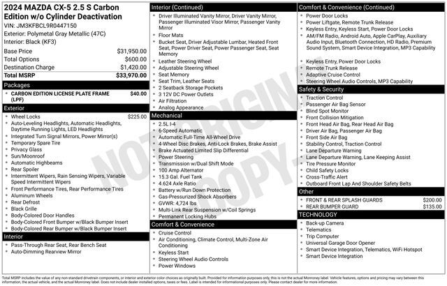 2024 MAZDA CX-5 2.5 S Carbon Edition Raleigh NC