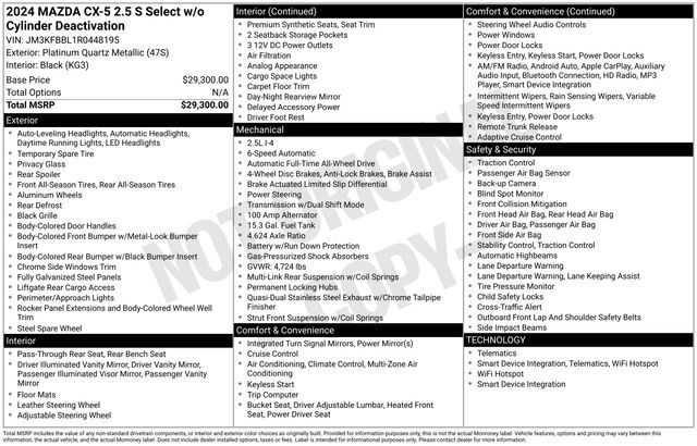 2024 MAZDA CX-5 2.5 S Select Package Raleigh NC