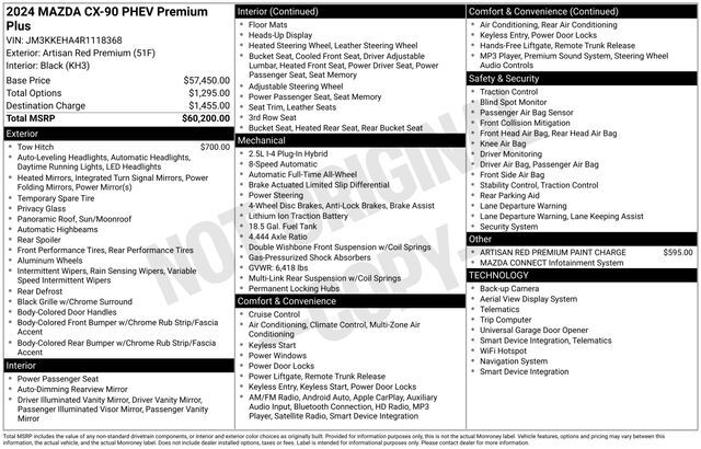 2024 MAZDA CX-90 PHEV Premium Plus Raleigh NC