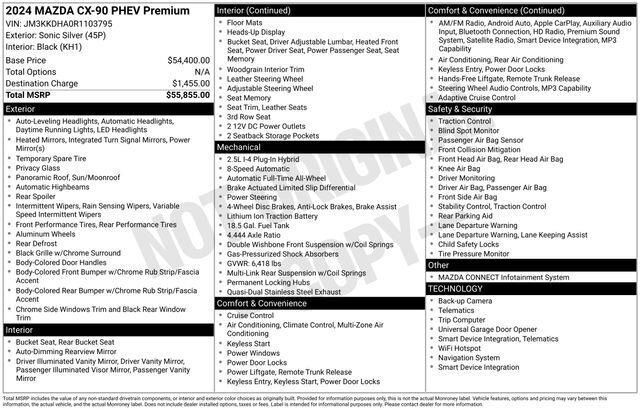 2024 MAZDA CX-90 PHEV Premium Raleigh NC