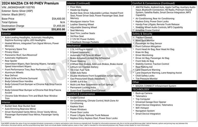 2024 MAZDA CX-90 PHEV Premium Raleigh NC