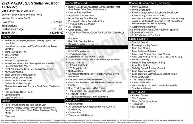 2024 MAZDA Mazda3 2.5 Carbon Turbo Raleigh NC