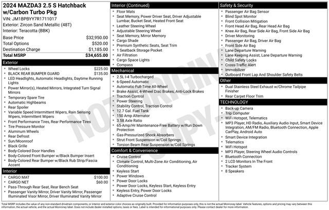 2024 MAZDA Mazda3 2.5 Carbon Turbo Raleigh NC