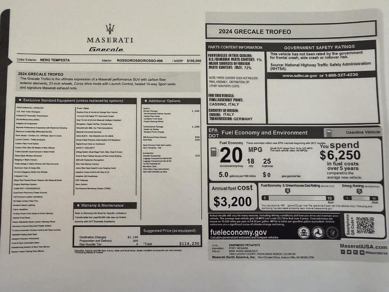2024 Maserati Grecale Trofeo Parker CO