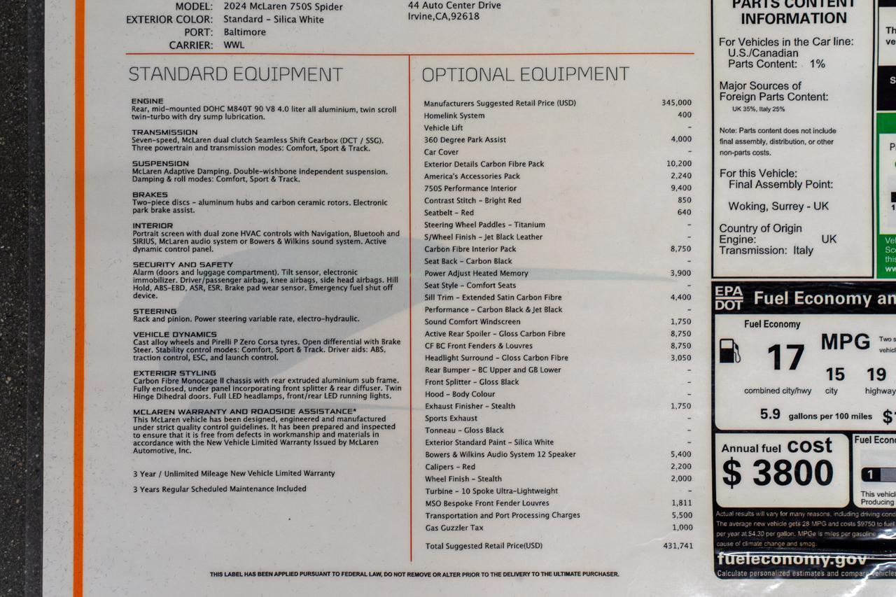 2024 McLaren 750S Spider San Clemente CA