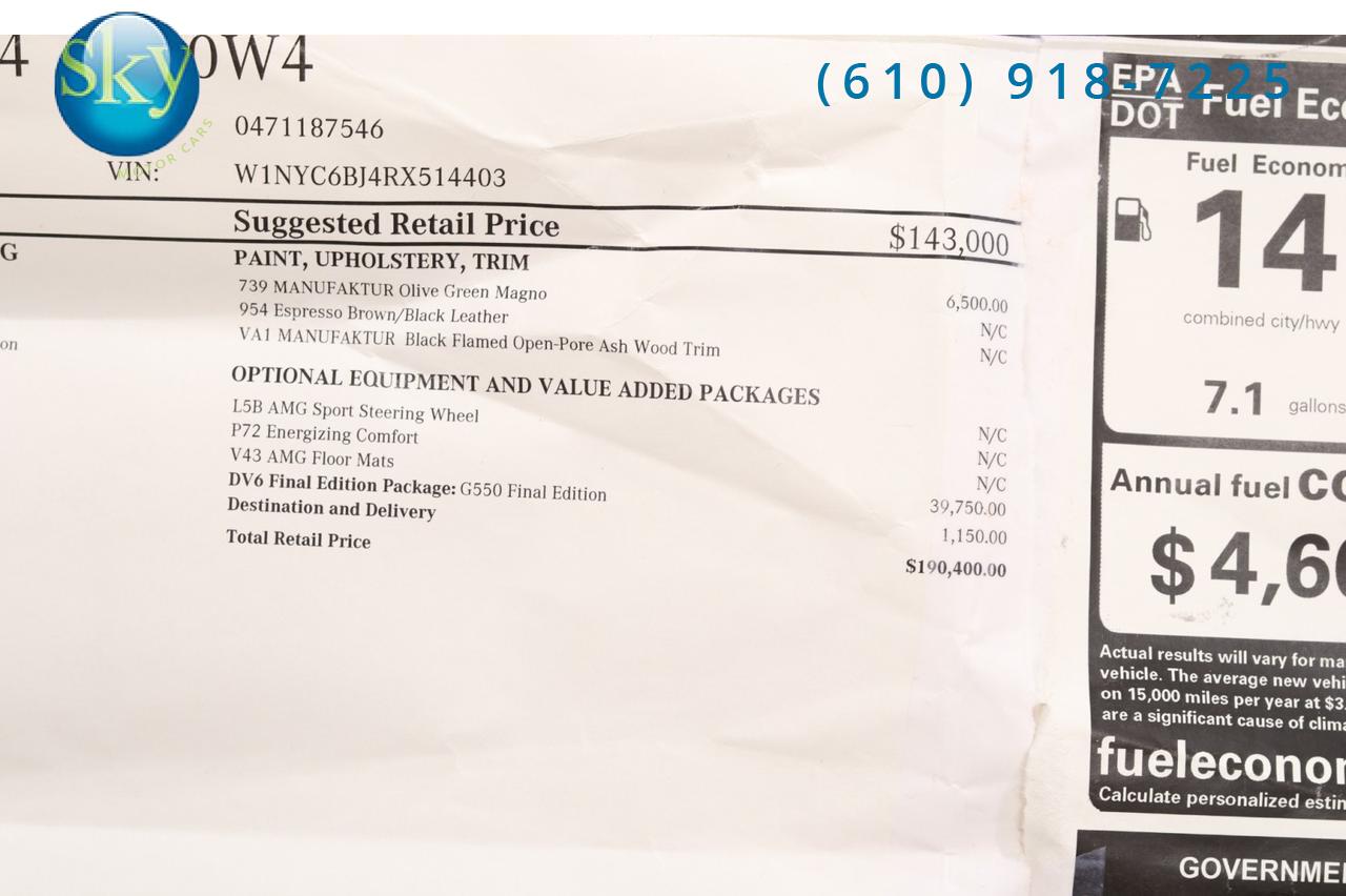 2024 Mercedes-Benz G-Class 4MATIC AWD G 550 FINAL EDITION PKG $190,400 MSRP West Chester PA