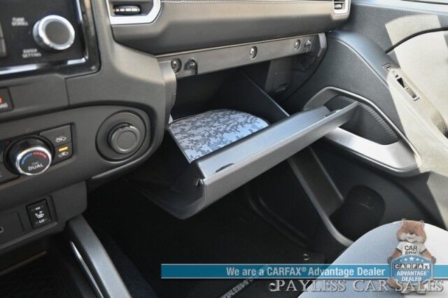2024 Nissan Frontier SV / 4X4 / Convenience & Tech Pkg / Crew Cab / Auto Start / Heated Seats & Steering / Adaptive Cruise / Lane Depart & Blind Spot / Apple CarPlay & Android Auto / Back Up Camera / Bed Liner / Tow Pkg / Block Heater / 1-Owner Anchorage AK