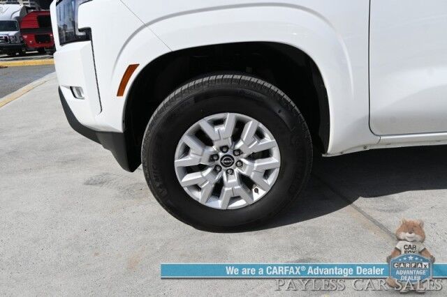 2024 Nissan Frontier SV / 4X4 / Convenience & Tech Pkg / Crew Cab / Auto Start / Heated Seats & Steering / Adaptive Cruise / Lane Depart & Blind Spot / Apple CarPlay & Android Auto / Back Up Camera / Bed Liner / Tow Pkg / Block Heater / 1-Owner Anchorage AK