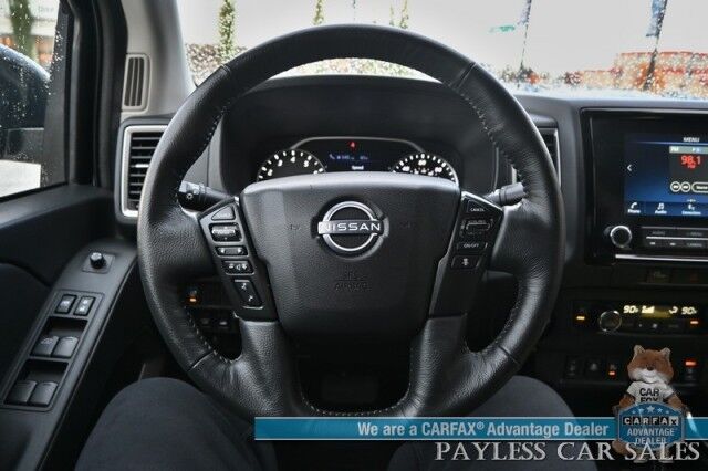 2024 Nissan Frontier SV / 4X4 / Crew Cab / Auto Start / Convenience & Technology Pkg / Power & Heated Cloth Seats / Heated Steering Wheel / Lane Depart & Blind Spot / Apple CarPlay & Android Auto / Back Up Cam / Bed Liner / Tow Pkg / 1-Owner Wasilla AK