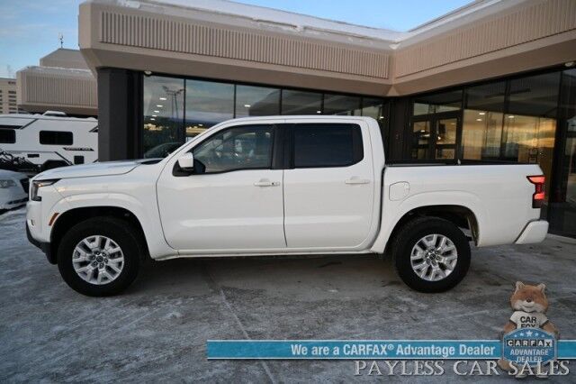 2024 Nissan Frontier SV / 4X4 / Crew Cab / Convenience Pkg / Tech Pkg / Auto Start / Power & Heated Cloth Seats / Heated Steering Wheel / Blind Spot Alert / Apple CarPlay & Android Auto / Keyless Entry & Start / Bed Liner / Tow Pkg / 1-Owner