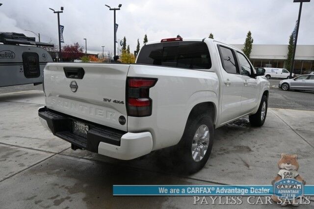 2024 Nissan Frontier SV / 4X4 / Crew Cab / Tech & Convenience Pkg / Auto Start / Power & Heated Seats / Heated Steering / Adaptive Cruise / Lane Depart & Blind Spot Alert / Apple CarPlay & Android Auto / Bed Liner / Tow Pkg / 1-Owner Anchorage AK