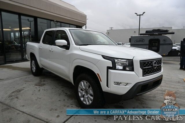 2024 Nissan Frontier SV / 4X4 / Crew Cab / Tech & Convenience Pkg / Auto Start / Power & Heated Seats / Heated Steering / Adaptive Cruise / Lane Depart & Blind Spot Alert / Apple CarPlay & Android Auto / Bed Liner / Tow Pkg / 1-Owner Anchorage AK