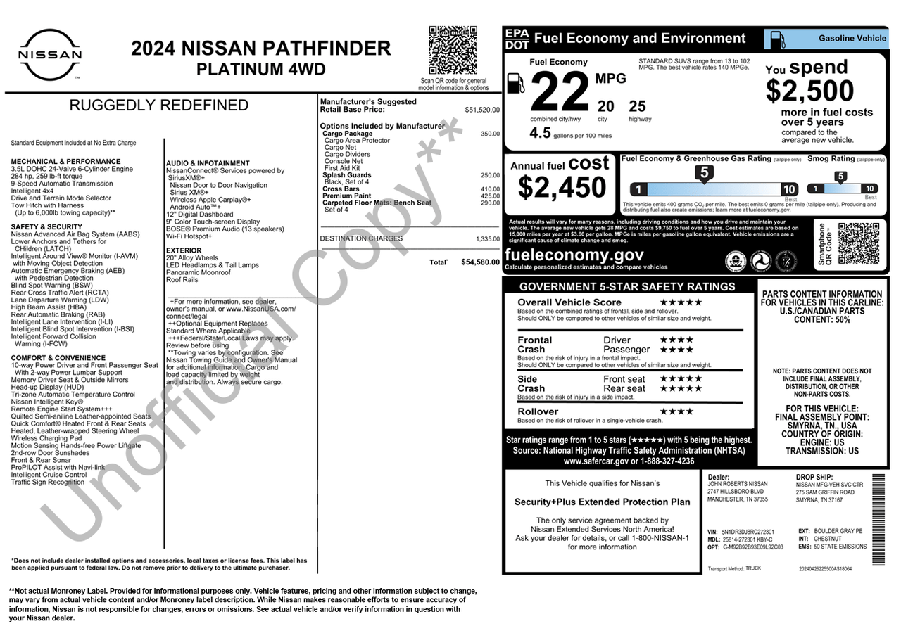 2024 Nissan Pathfinder Platinum Knoxville TN