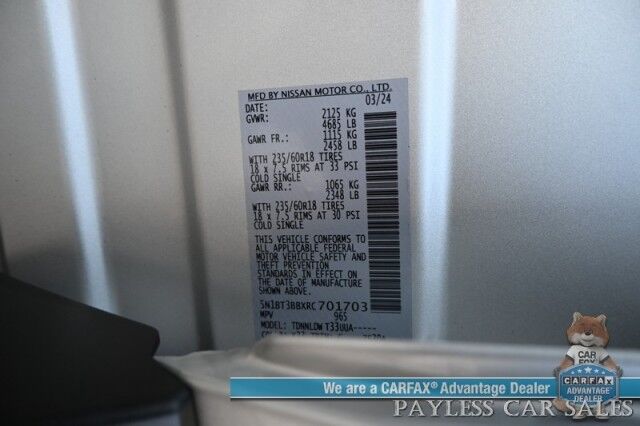 2024 Nissan Rogue SV / AWD / Auto Start / ProPilot Assist / Power Driver's Seat / Adaptive Cruise Control / Lane Departure & Blind Spot Alert / Apple CarPlay & Android Auto / Back Up Camera / Keyless Entry & Start / 35 MPG / 1-Owner Anchorage AK
