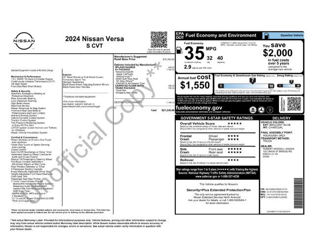 2024 Nissan Versa 1.6 S Raleigh NC