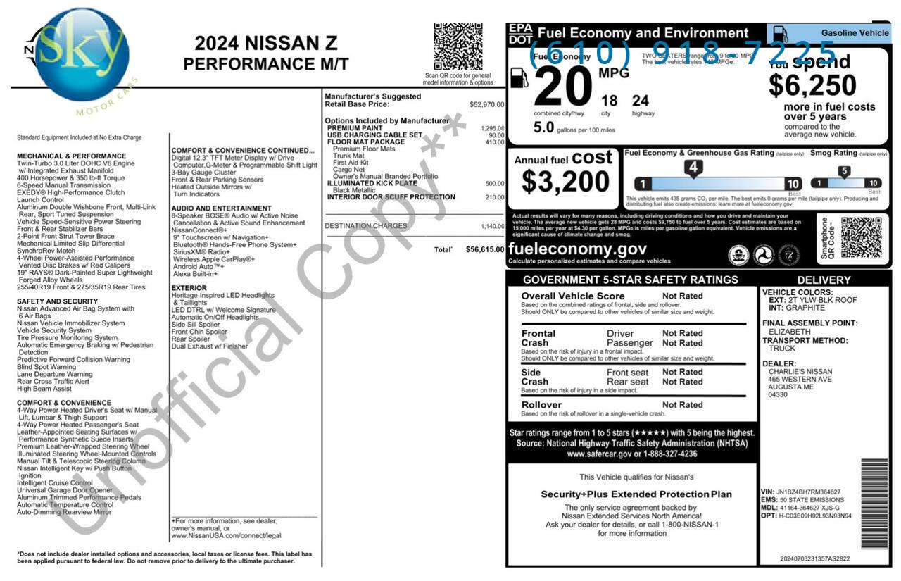2024 Nissan Z Coupe Performance 6-SPEED MANUAL