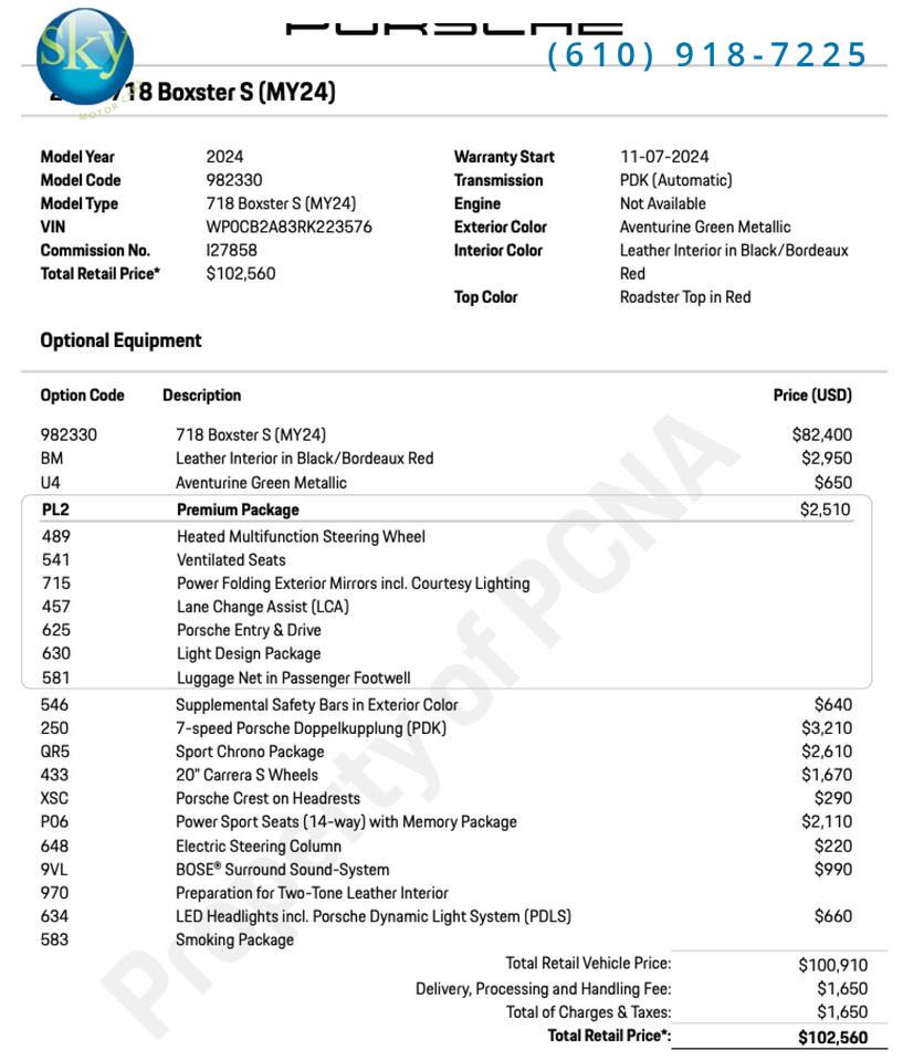 2024 Porsche 718 Boxster S West Chester PA
