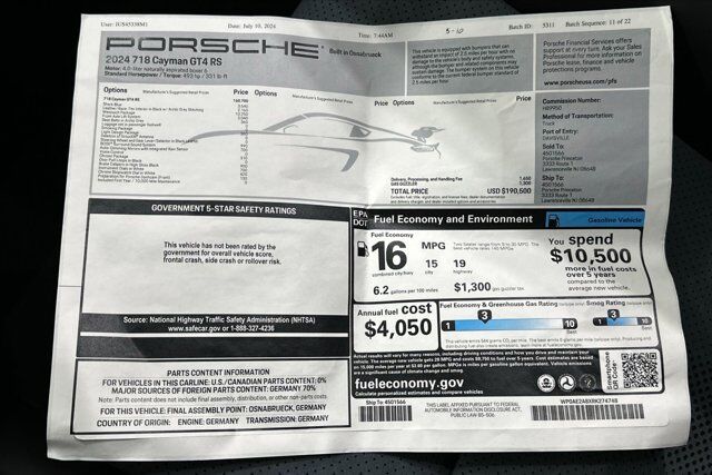 2024 Porsche 718 GT4 RS Newark DE