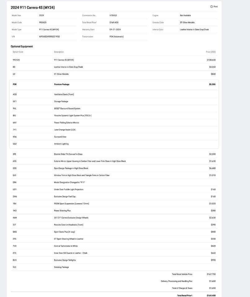 2024 Porsche 911 Carrera 4S Pompano Beach FL