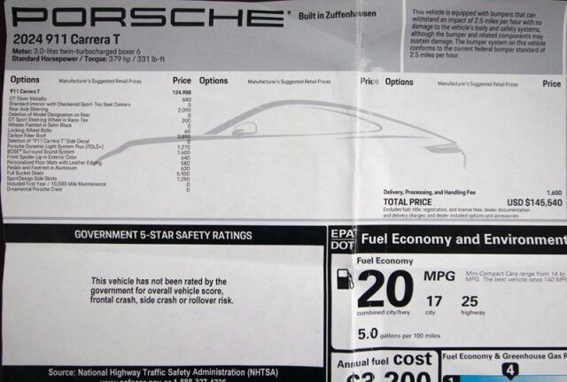 2024 Porsche 911 Carrera T Coupe *ONLY 2,000 MILES* *MANUAL TRANSMISSION* *CARBON BUCKET SEATS* *CARBON ROOF* San Diego CA