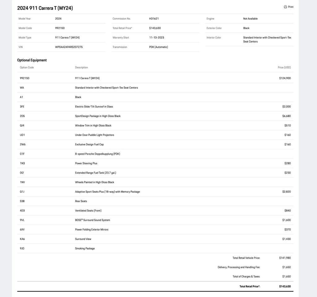 2024 Porsche 911 Carrera T Pompano Beach FL