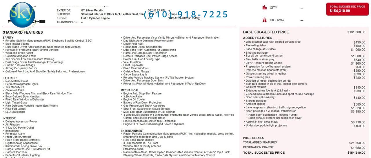 2024 Porsche 911 Coupe Carrera S 7-SPEED MANUAL