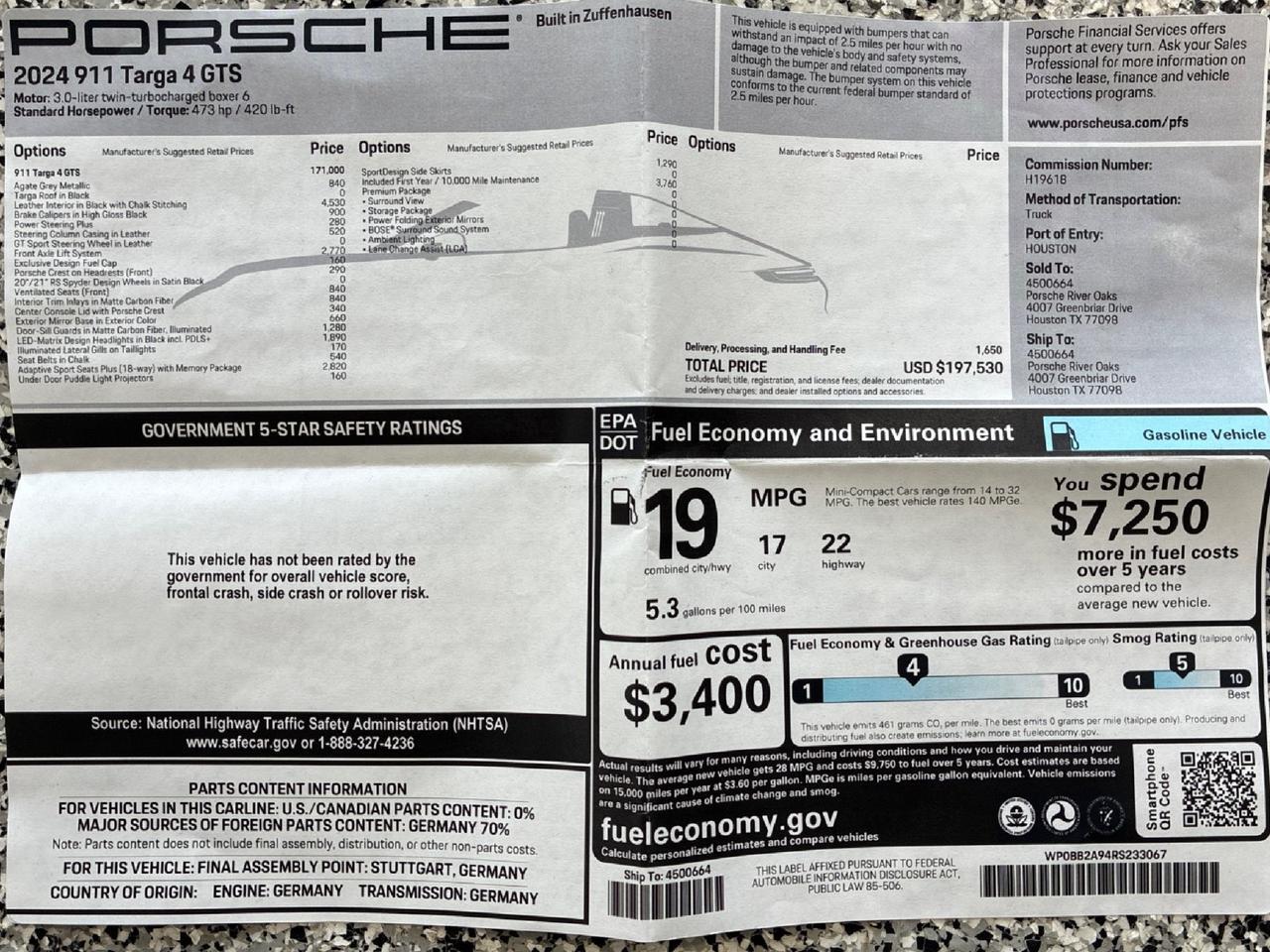 2024 Porsche 911 Targa 4 GTS, Leather, Front Axle Lift, Premium Pkg, 18-Way Adaptive Sport Seats, LED Martrix Headlights w/ PDLS+ Houston TX