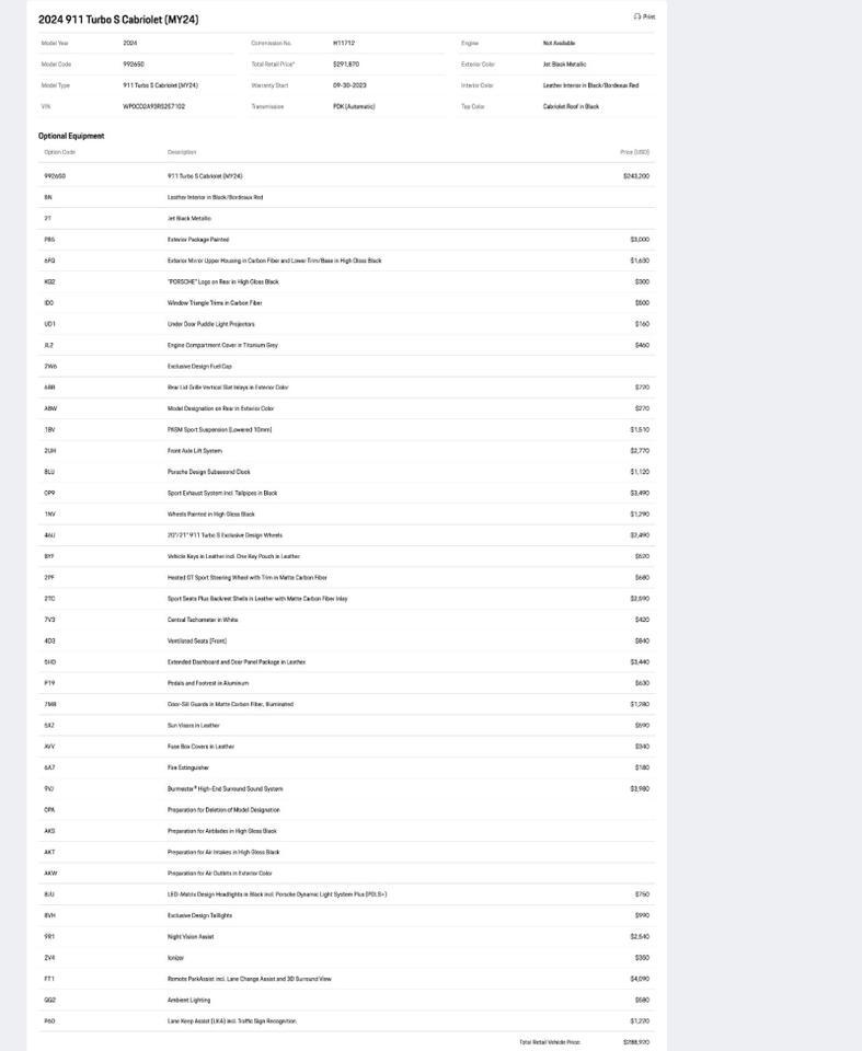 2024 Porsche 911 Turbo S Cabriolet Pompano Beach FL