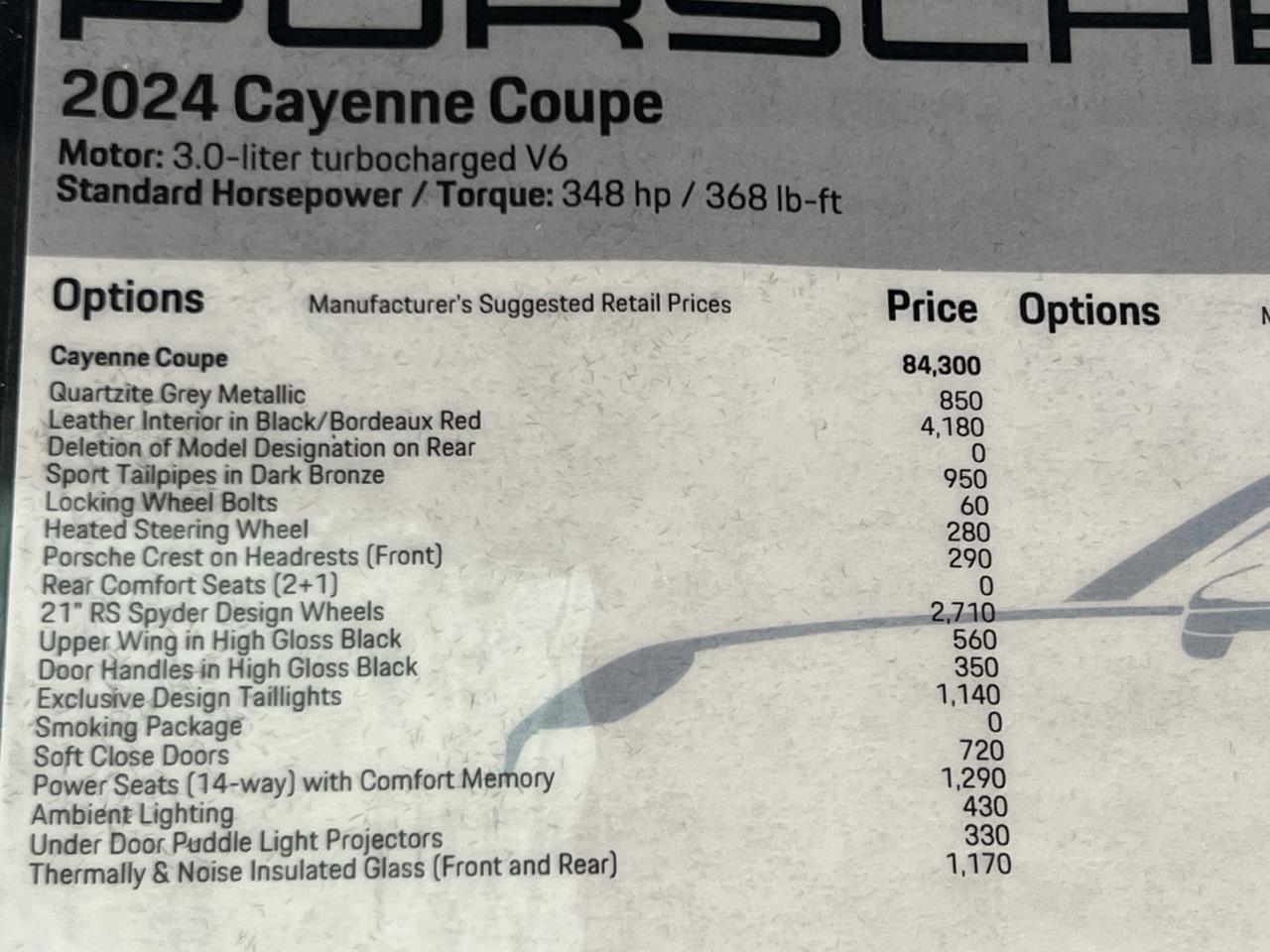 2024 Porsche Cayenne Coupe, Leather, 14-Way Seats, 21in RS Spyder Wheels, Soft Close Doors Houston TX